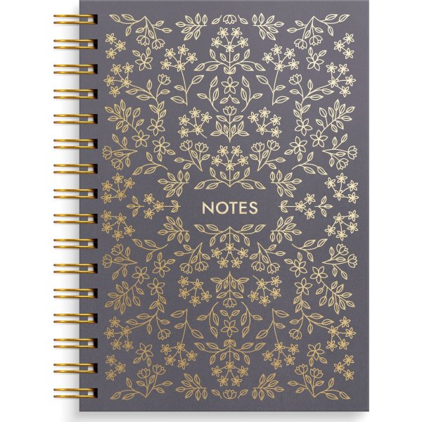 Burde Anteckningsbok | A5 | Linj. | Black flower