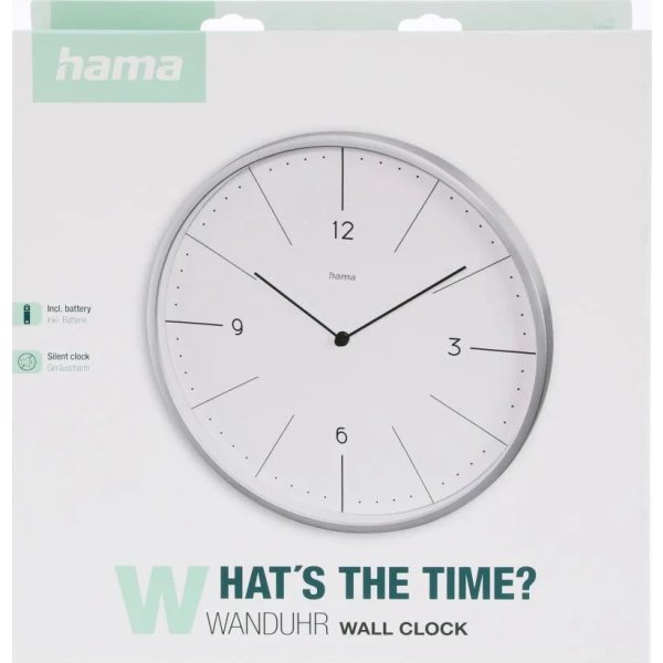 Hama Väggklocka "Sardinia" Diameter 30 cm, Grå