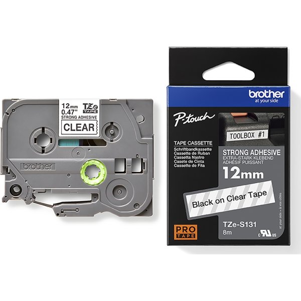 Brother TZe-S131 stark labeltape, 12mm, svart/klar