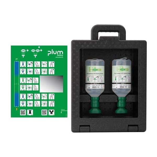 Plum ögonduschstation | Frigolitlåda | 2 duschar