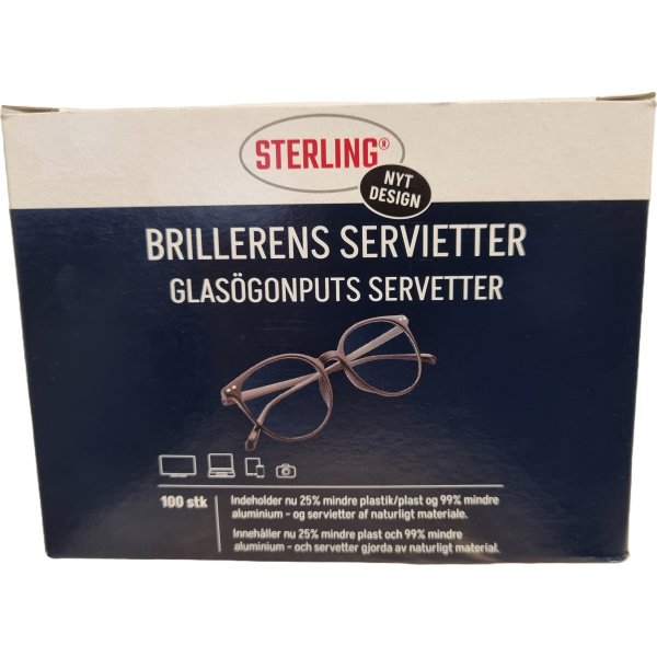 Sterling putsservetter till glasögon | 100 st.