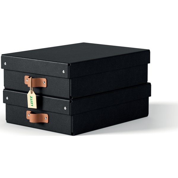Leitz Puro Box med lock | M låg | Svart | 2 st.