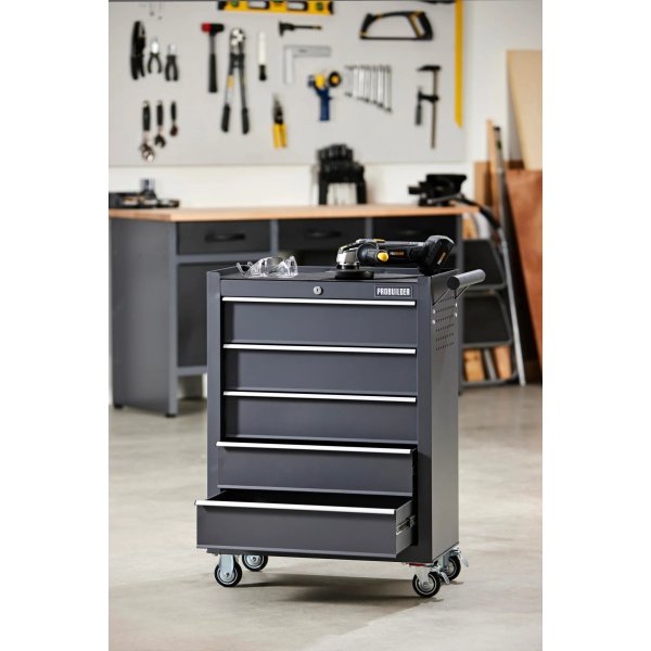 Probuilder Verkstadsvagn med 5 lådor, grå
