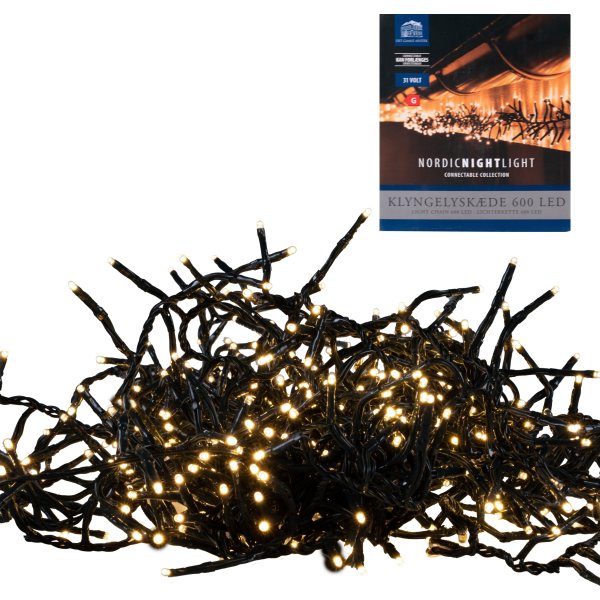 Klusterljusslinga m/600 LED, 12m, varm vit