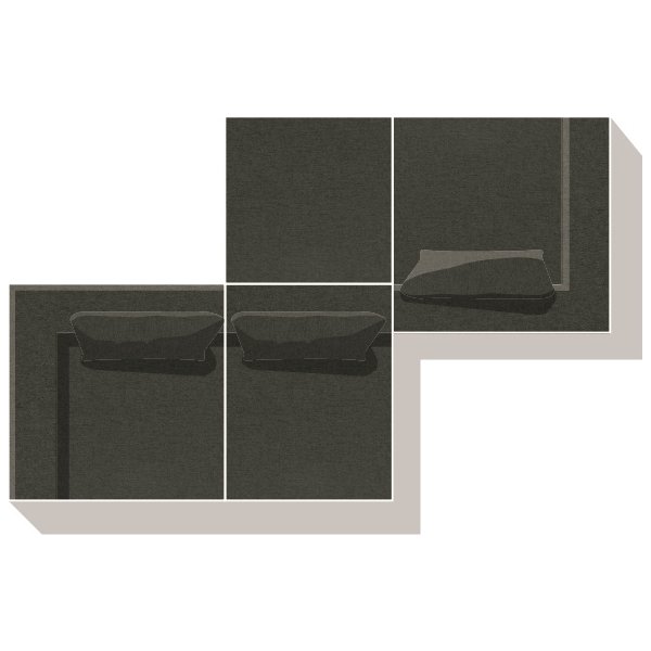 Fondi modulsoffa, 3 moduler, Grön