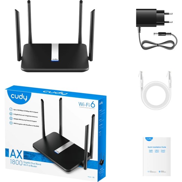 CUDY Wi-Fi Router X6, AX1800, Gigabit Mesh