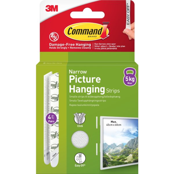 Häftremsor Command För tavelupphängning Smal Vit