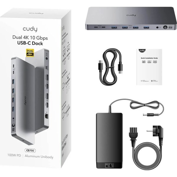 CUDY Dockningsstation CS700 10Gbps USB-C Dual 4K