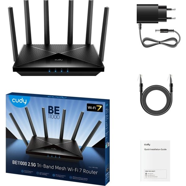 CUDY Wi-Fi Router WR11000, WF7, BE11000, Tri-Band