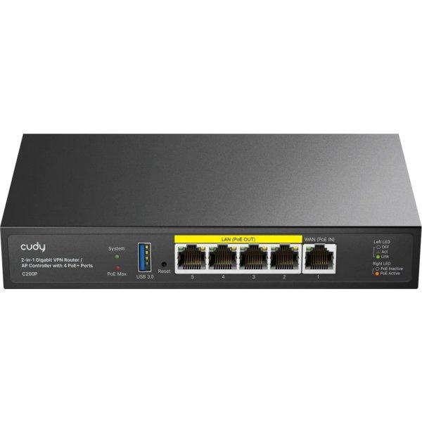 CUDY AP Controller 2-i-1 C200P, 4x POE+ 60W