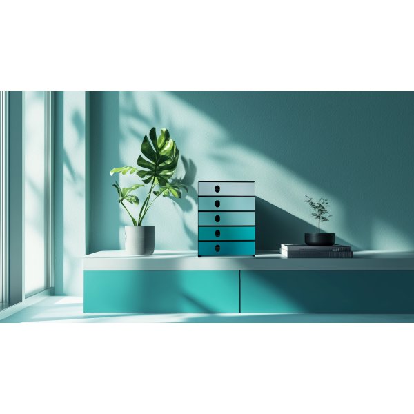 Styroval Pro Lådskåp | 5 lådor | Aqua