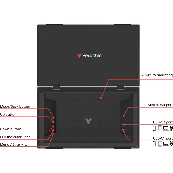 Verbatim 15,6'' Dual Bärbar Touchskärm
