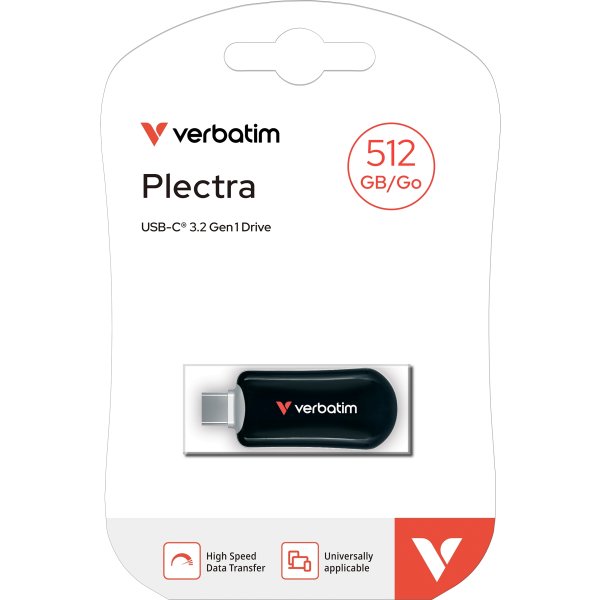 VERBATIM Plectra USB-C Flash Drive, svart - 512GB