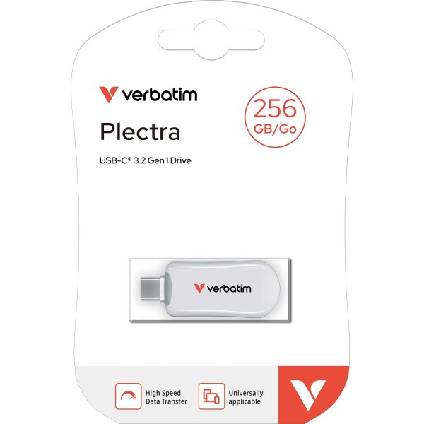 VERBATIM Plectra USB-C Flash Drive, Vit - 256GB