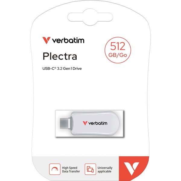 VERBATIM Plectra USB-C Flash Drive, Vit - 512GB