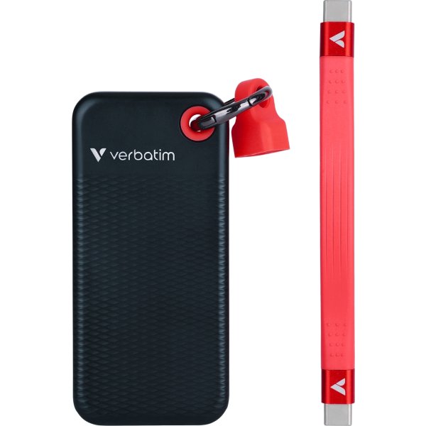 VERBATIM USB 3.2 Gen 2 1TB, SSD, Svart/Röd