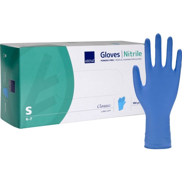 Nitrilhandskar långa, puderfria | Stl. S | 100 st.