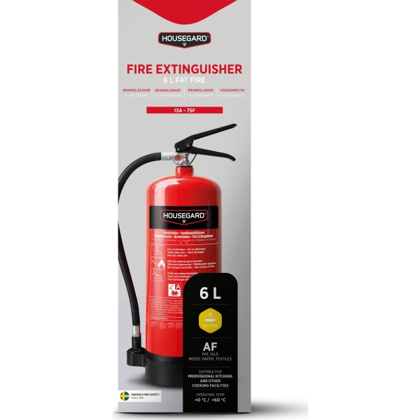 Housegard fettbrandsläckare, 6L, FFE6HR-C, röd