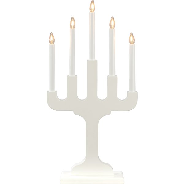 Femarmad Ljusstake i Trä med 5 Ljus, vit