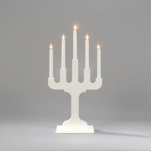 Femarmad Ljusstake i Trä med 5 Ljus, vit