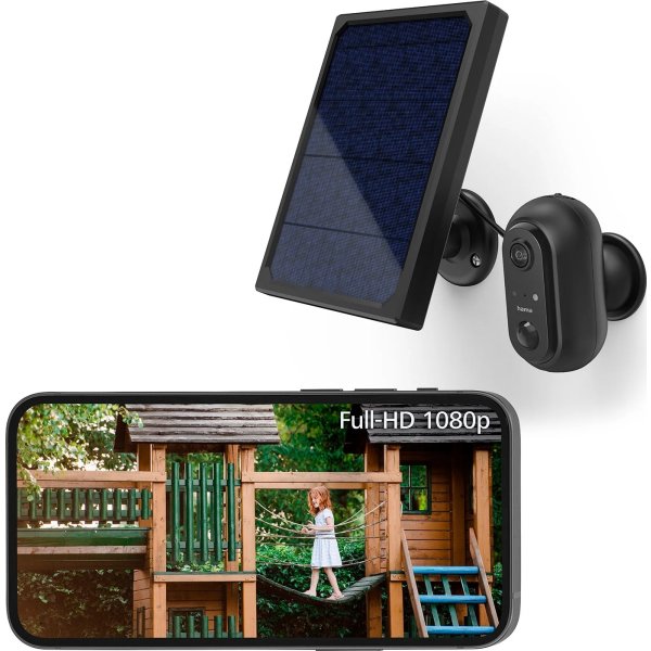 HAMA Övervakningskamera, utomhus, solcell, svart