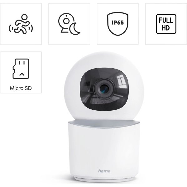 HAMA Övervakningskamera, inomhus, vridbar, vit