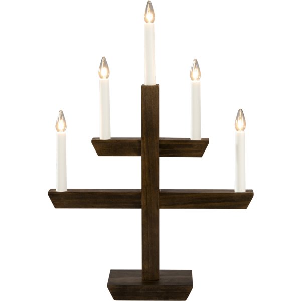 Femarmad Ljusstake i Trä med 5 Ljus, brun