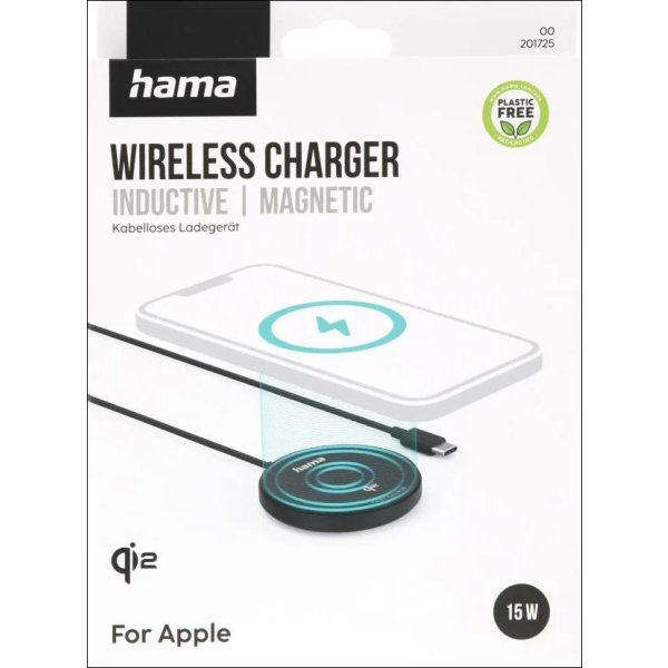 HAMA Trådlös laddning, Qi2 - 15W, Svart