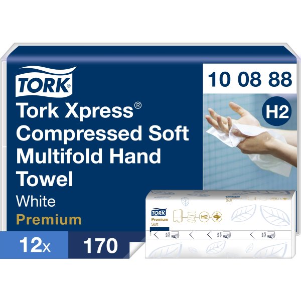 Tork H2 Compressed Prem. Handduk M-Fold 12 pk
