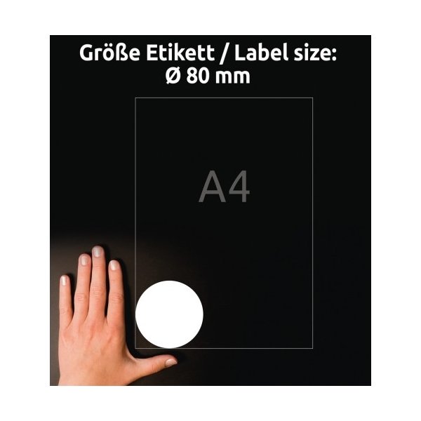 Avery runda produktetiketter | Ø 80 mm | 60 st.