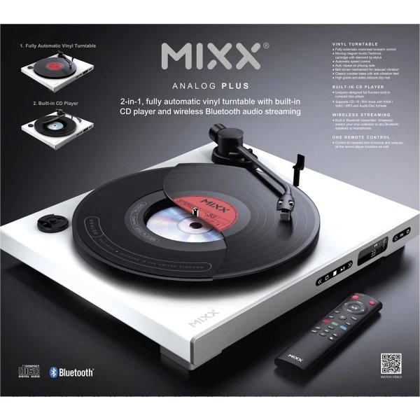 MIXX Vinyl- och CD-spelare, Analog Plus - Vit