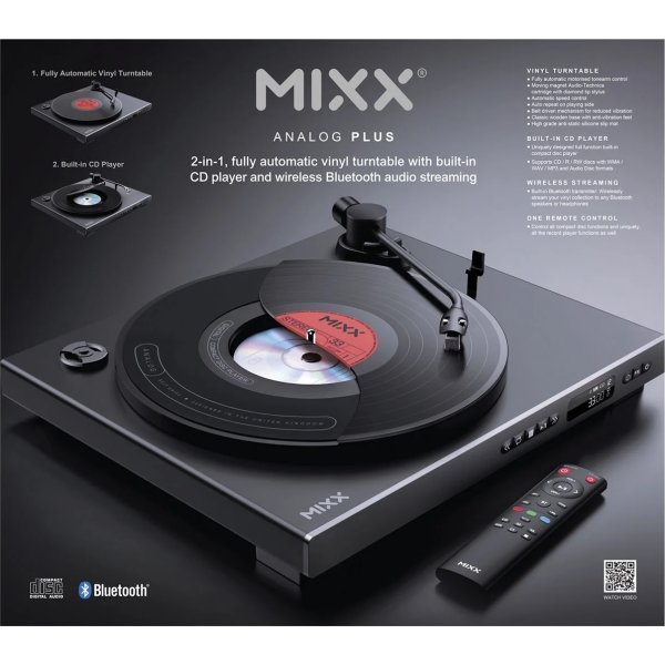 MIXX Vinyl- och CD-spelare, Analog Plus - Svart