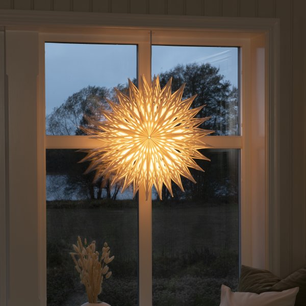 Pappersstjärna, Hängande, Blommig, Ø60 cm, Vit