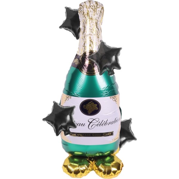 Foliesballong, nyårsflaska med stjärnor