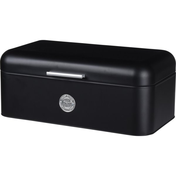 Brödlåda, svart, metall, 42x22x16 cm.