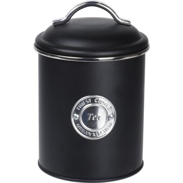 Förvaringsburkar för kaffe/te/socker, svart metall