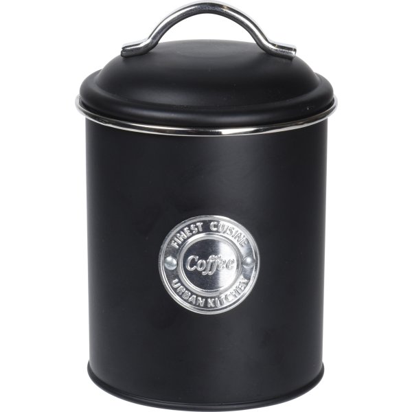 Förvaringsburkar för kaffe/te/socker, svart metall