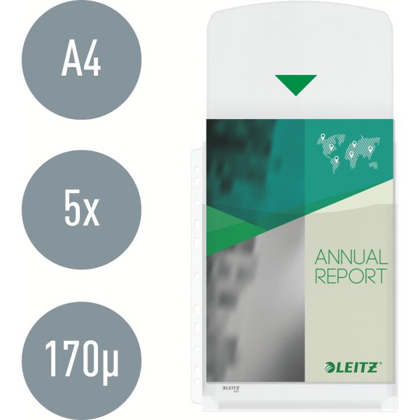 Leitz Plastficka | A4 | Exp. m. klaff | 5 st.