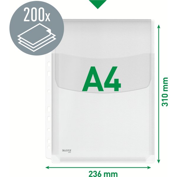 Leitz Plastficka | A4 | Exp. m. klaff | 5 st.