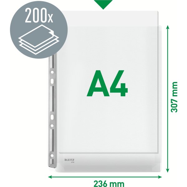 Leitz Plastficka | A4 | Exp. med hål| 3 st.