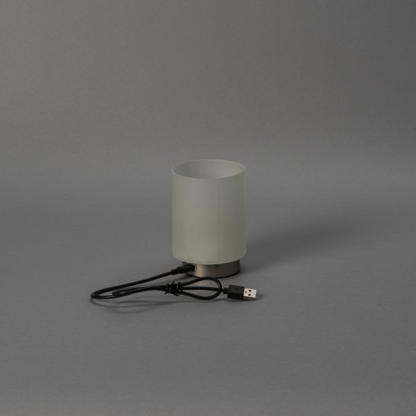 Uppladdningsbar LED-lampa, glas, varmvit