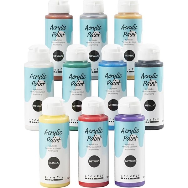 Akrylfärg A'Color 10x120 ml, metallisk blandad