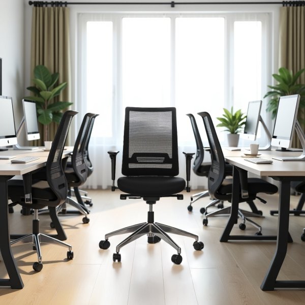 Palermo kontorsstol, svart nätrygg inkl. armstöd