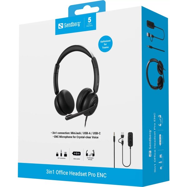 Sandberg 3-i-1 Office Pro ENC Headset