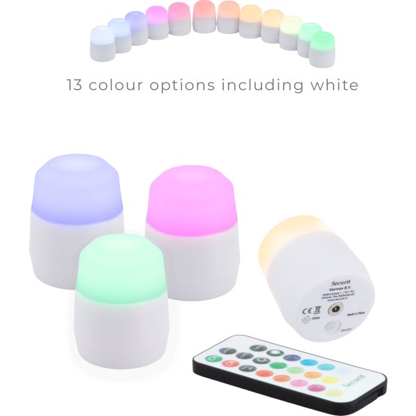 Securit® Amsterdam LED värmeljus, 4 st., färg