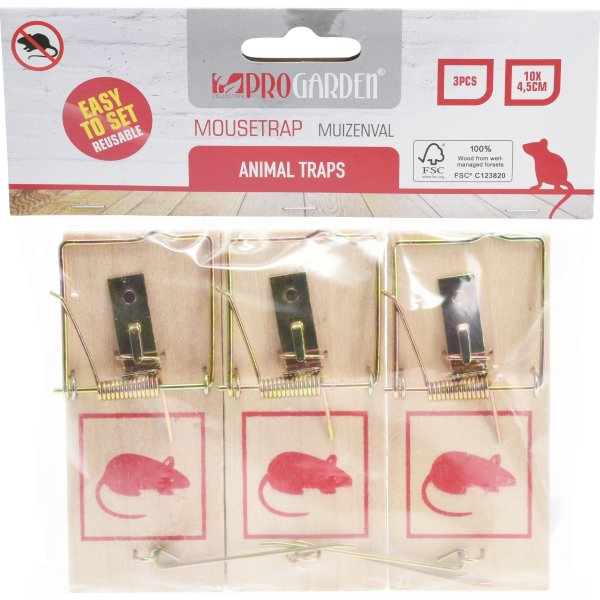 Musfälla i trä, 3 st.