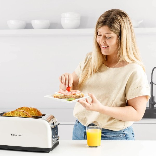 TAURUS Brödrost, Vintage, Lång, Krämfärgad