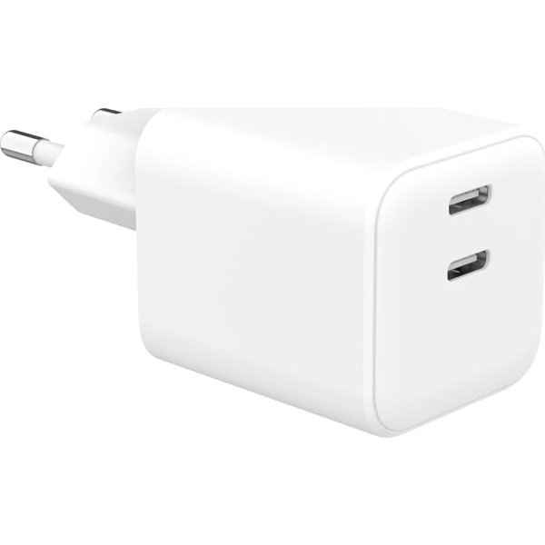 GEAR Laddare, 65W, 220V, 2x USB-C - Vit