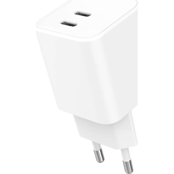 GEAR Laddare, 65W, 220V, 2x USB-C - Vit