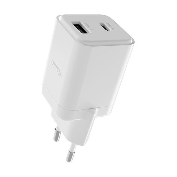 Allity Laddare, 1x USB-C, 1x USB-A, 30W - Vit